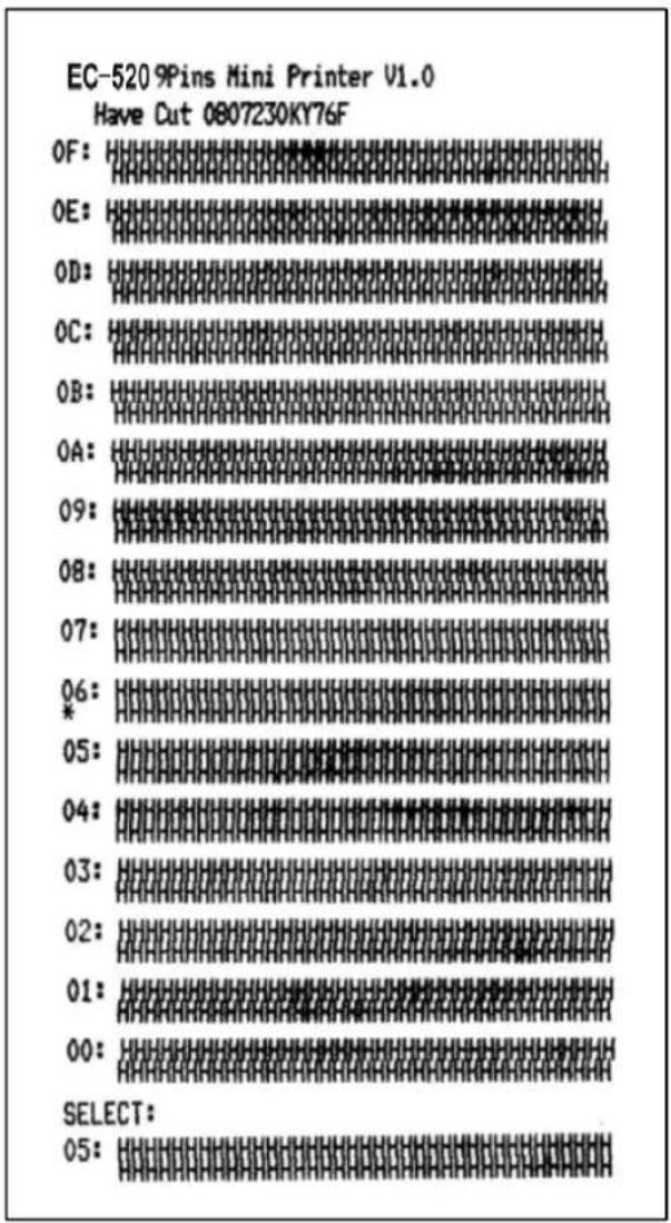 EC-520 9 Pins Mini Printer V1.0 Have Cut 0807230KY76F OF: H OE: H OD: H OC: H OB: H OA: H 09: H 08: H 07: H 06: * 05: H 04: H 03: H 02: H 01: H 00: H SELECT: 05: H
