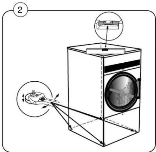 Diagram of a washing machine with labeled components and motion arrows indicating mechanical or electrical movement.