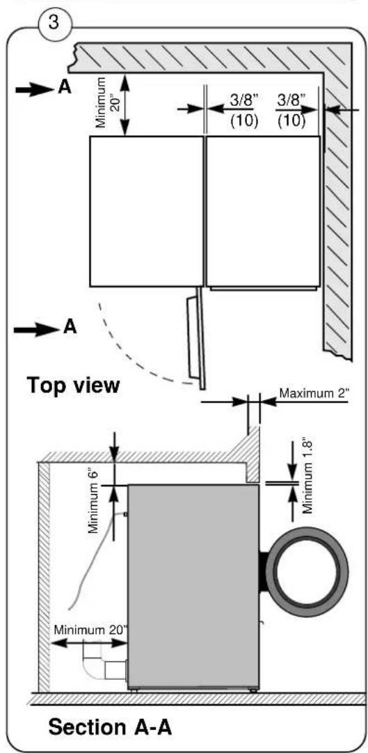 3 A Minimum 20" 3/8" (10) 3/8" (10) A Top view Maximum 2" Minimum 6" Minimum 1.8" Minimum 20" Section A-A