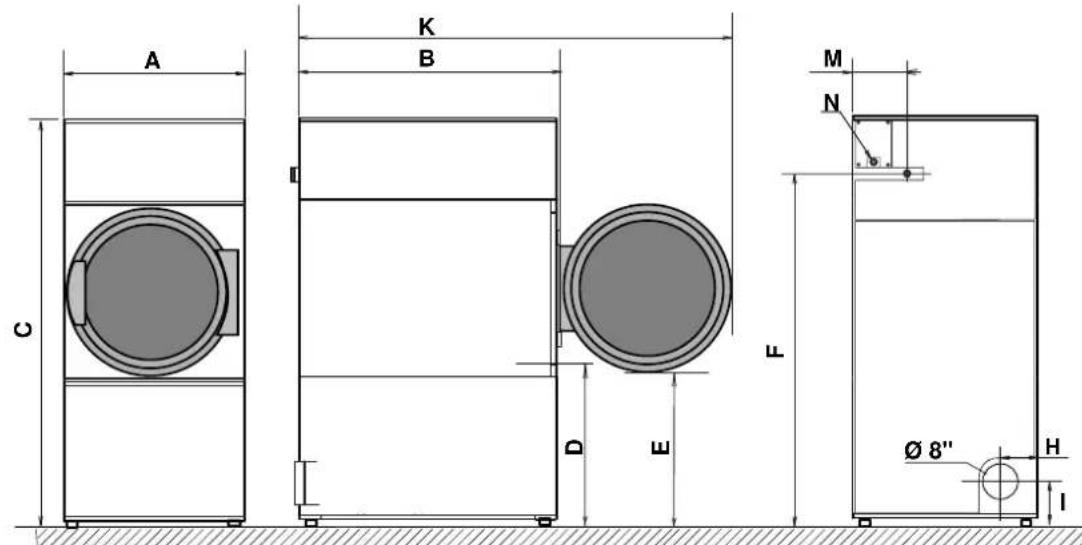 Wascomat TD50 RMC - Mashine Dimensions - 1