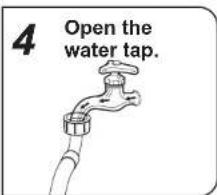 4 Open the water tap.