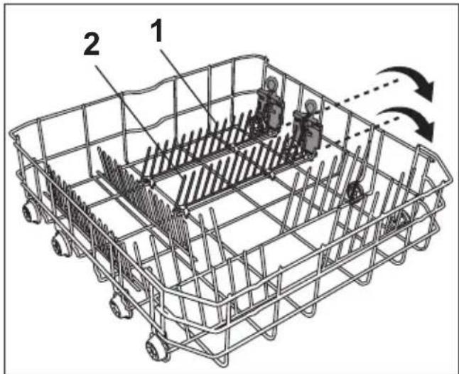 Technical diagram of a wire mesh cart with labeled components and motion arrows indicating movement or flow.