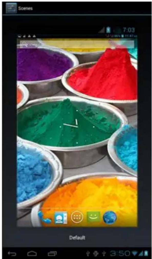 Colorful powder piles in white containers, including purple, red, green, blue, and yellow hues, displayed on a smartphone screen (no text or symbols on the powder itself)