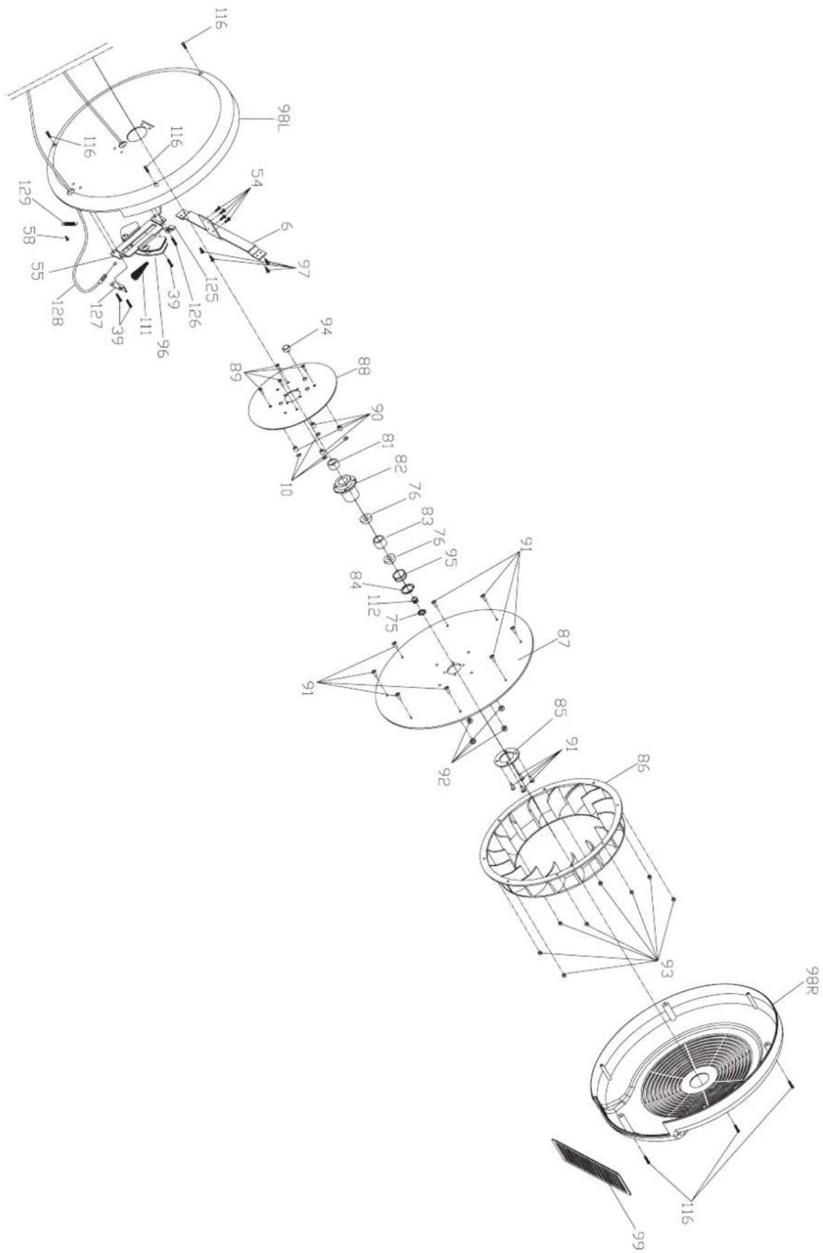 Technical diagram of a mechanical assembly with numbered components and labeled parts