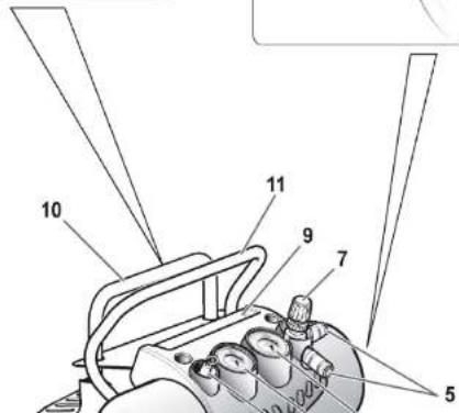 Technical diagram of a mechanical device with numbered components for identification