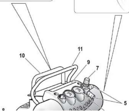 Technical diagram of a mechanical device with numbered components for identification