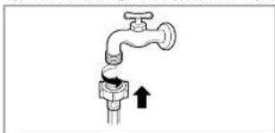 Simple line drawing of a faucet with an arrow indicating upward movement (no text or symbols).