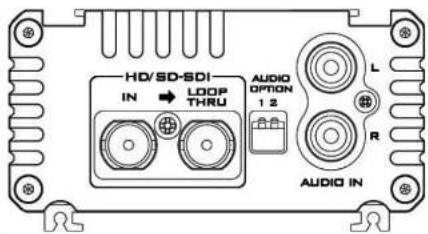 HD/SD-SDI- IN → LOOP THRU AUDIO OPTION 1 2 L R AUDIO IN