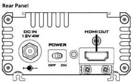 Rear Panel DC IN 12V 4W POWER OFF ON HDMI OUT