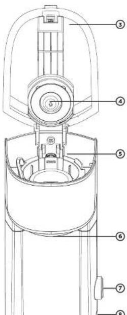 Technical diagram of a mechanical device with numbered components for identification