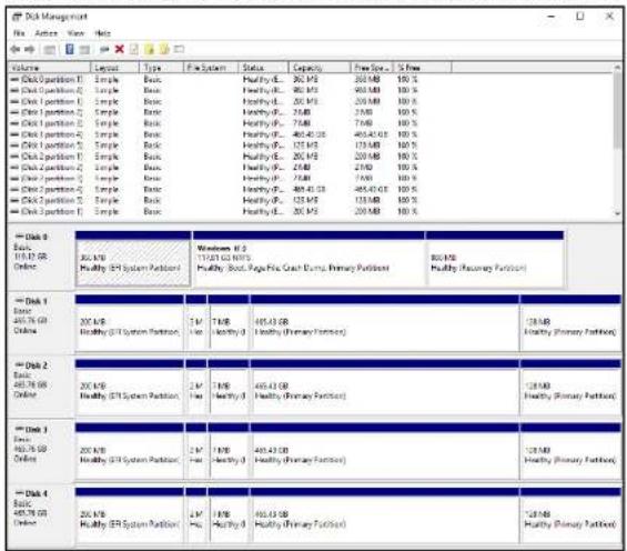 Disk Management File Active View Help Volume Layout Type File System Status Capacity Free Size % Free Disk Partition E Simple Basic Healthy: 36.0 MB 200 MB 100 % Disk Partition E Simple Basic Healthy: 36.0 MB 98.0 MB 100 % Disk Partition E Simple Basic Healthy: 36.0 MB 20.0 MB 100 % Disk Partition E Simple Basic Healthy: 35.0 MB 37.0 MB 100 % Disk Partition E Simple Basic Healthy: 35.0 MB 77.0 MB 100 % Disk Partition E Simple Basic Healthy: 40.0 GB 40.0 GB 100 % Disk Partition E Simple Basic Healthy: 125 MB 175 MB 100 % Disk Partition E Simple Basic Healthy: 20.0 MB 20.0 MB 100 % Disk Partition E Simple Basic Healthy: 27.0 MB 27.0 MB 100 % Disk Partition E Simple Basic Healthy: 77.0 MB 77.0 MB 100 % Disk Partition E Simple Basic Healthy: 48.0 GB 48.0 GB 100 % Disk Partition E Simple Basic Healthy: 125 MB 125.0 MB 100 % Disk Partition E Simple Basic Healthy: 20.0 MB 20.0 MB 100 % Disk 8 Basic 485.75 GB Online 200 MB Healthy SR System Partition 2 M/4 M/8 Healthy (Healthy Primary Function) 2 M/4 M/8 Healthy (Healthy Primary Function) 2 M/4 M/8 Healthy (Healthy Primary Function) 2 M/4 M/8 Healthy (Healthy Primary Function) 2 M/4 M/8 Healthy (Healthy Primary Function) 2 M/4 M/8 Healthy (Healthy Primary Function) 2 M/4 M/8 Healthy (Healthy Primary Function) 2 M/4 M/8 Healthy (Healthy Primary Function) 2 M/4 M/8 Healthy M/8 Healthy Primary Function 2 M/4 M/8 Healthy (Healthy Primary Function) 2 M/4 M/8 Healthy (Healthy Primary Function) 2 M/4 M/8 Healthy (Healthy Primary Function) 2 M/4 M/8 Healthy (Healthy Primary Function) 2 M/4 M/8 Healthy (Healthy Primary Function) 2 M/4 M/8 Healthy (Healthy Primary Function) 2 M/4 M/8 Healthy (Healthy Primary Function) 2 M/4 M/8 Healthy S/8 Healthy Primary Function 2 M/4 M/8 Healthy S/8 Healthy Primary Function 2 M/4 M/8 Healthy S/8 Healthy Primary Function 2 M/4 M/8 Healthy S/8 Healthy Primary Function 2 M/4 M/8 Healthy S/8 Healthy Primary Function 2 M/4 M/8 Healthy S/8 Healthy Primary Function 2 M/4 M/8 Healthy S/8 Healthy Primary Function 2 M/4 M/8 Healthy S/S8 Healthy Primary Function 2 M/4 M/8 Healthy S/S8 Healthy Primary Function 2 M/4 M/8 Healthy S/S8 Healthy Primary Function 2 M/4 M/8 Healthy S/S8 Healthy Primary Function 2 M/4 M/8 Healthy S/S8 Healthy Primary Function 2 M/4 M/8 Healthy S/S8 Healthy Primary Function 2 M/4 M/8 Healthy S/S8 Healthy Primary Function 2 M/4M Healthy S/S8 Healthy Primary Function 2 M/4M Healthy S/S8 Healthy Primary Function 2 M/4M Healthy S/S8 Healthy Primary Function 2 M/4M Healthy S/S8 Healthy Primary Function 2 M/4M Healthy S/S8 Healthy Primary Function 2 M/4M Healthy S/S8 Healthy Primary Function 2 M/4M Healthy S/S8 Healthy Primary Function 2 M/4M Healthy S/S8 Healthy Primary Function 12MB Healthy Primary Function 12MB Healthy Primary Function 12MB Healthy Primary Function 12MB Healthy Primary Function 12MB Healthy Primary Function