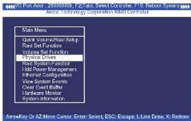 View Key for Auto: 200000000, F2 No: Select Controller, F10: Reboot System Areas: Technology Corporation RAIL Controller Kain Menu Quick Volume/Nox Setup Load Set Function Volume Set Function Physical Drives Load System Function Hold Power Management Ethernet Routing Station View System Events Clear…