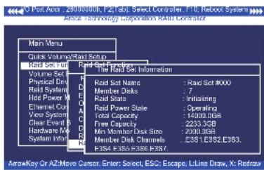 O Per Accr: 200000000, F2 Tab: Select Container File: Rebox System Access: Technology Corporation Refit Generator Main Menu Quick Volume/Read Set in Read Set List Volume Set: Physical Drive Raid System Hold Power M Ethernet Coy View System Clear Event B Hardware M System Info The Read Set Informatio…