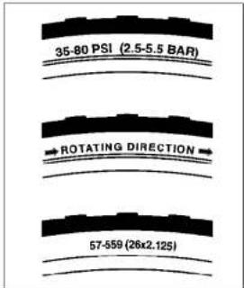 35-80 PSI (2.5-5.5 BAR) ROTATING DIRECTION 57-559 (26x2.125)