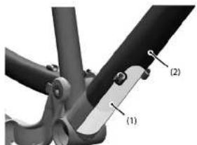 Mechanical assembly diagram showing two labeled parts (1) and (2), with no visible text or symbols beyond labels.