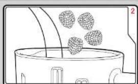 Diagram of a container with three spherical objects and curved lines, no text or symbols present