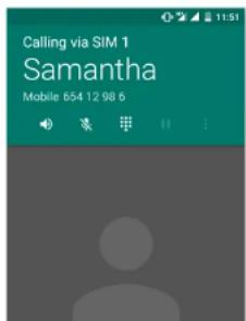 Calling via SIM 1 Samantha Mobile 654 12 98 6