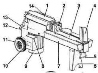 Technical diagram of a mechanical device with numbered components for identification