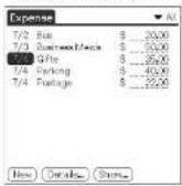 SONY Clié PEG-N760C - Changing the date of an Expense item - 1