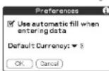 SONY Clié PEG-N760C - To change your default currency - 1