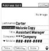 SONY Clié PEG-N760C - Duplicating an address entry - 2