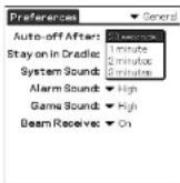 SONY Clié PEG-N760C - Setting the automatic shut-off time - 1