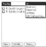 SONY Clié PEG-N760C - To select the desired category from the categories list - 1