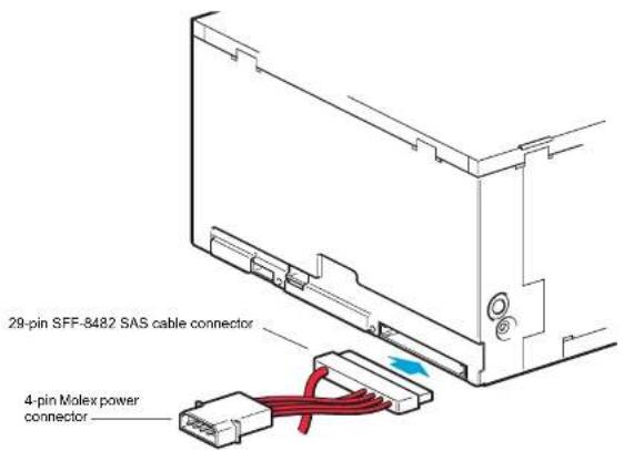 29-pin SFF-8482 SAS cable connector 4-pin Molex power connector