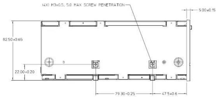 (4X) M3x0.5, 5.0 MAX SCREW PENETRATION 82.50±0.65 22.00±0.20 79.30±0.25 47.5±0.6 5.00±0.15
