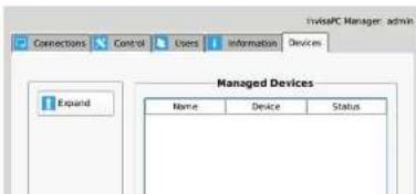 Connections Control Users Information Devices Expanded Managed Devices Name Device Status