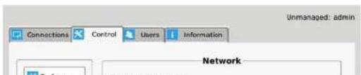 Unmanaged: admin Connections Control Users Information Network Preference: 01278. © 2014.