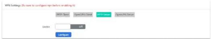 VPN Settings (No sure to configure vpn before enabling it) EFTP Client OpenUPN Server CPT OpenUPN Server Enable cPT Configure