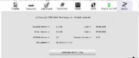 Profile Network Advanced Statistics VMW GPS Radio on/off About © Copyright 2000, Solar Technology, Inc. All rights reserved. Floating Version 1: 2.1.69 Driver Version 1: 1.5.10 RISDOM Version 1: 1.5 PROCOM 1: 00.0000-25-19-43 Sally 00.00-2000 Sally 07-00-2000 Pension Version 1: 8.17 www.rsc.org/retech.com
