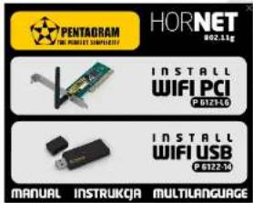 PENTAGRAM HORNET 802.1kg INSTALL WIFI PCI R332160 INSTALL WIFI USB R3322-24 MANUAL INSTRUKCJA MULTILANGUAGE