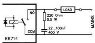 K6714 NO COM 220 Ohm 0.5 W 22...100nF 400 V LOAD MAINS