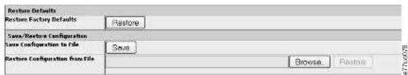 Restore Defaults Restore Factory Defaults Restore Save/Restore Configuration Save Configuration to File Save Restore Configuration from File Browse... Restore