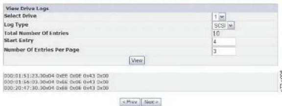 View Drive Logs Select Drive Log Type Total Number Of Entries Start Entry Number Of Entries Per Page View 000:01:51:23.00x04 0xEE 0x0E 0x43 0x00 000:01:56:03.00x04 0xEE 0x0E 0x43 0x00 000:20:47:30.00x04 0xEE 0x0E 0x43 0x00