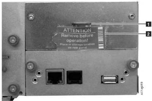 ATTENTION Remove before operation! Place in storage location on rear port 1 2 47-9319