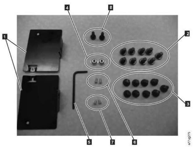 Labeled diagram of electronic components with numbered parts, showing various arrangements and mounting points.