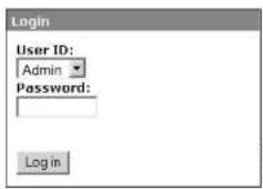 Login User ID: Admin Password: Log in
