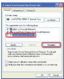 Local Area Connection Properties General Authorization Advanced Connect using Intel (F) 100/1000/67 Microsoft Corp Configure... This operation uses the following keys: Client or Microsoft Networks Site and Site Protection of Microsoft Networks Internet Protocol TCP/IP Properties Install... Description Transmitter Center Protocol/Interrupt Protocol. The default audio network protocol provided via communications access to diverse connected networks. Show com optimization areas when connected Modify when this connection has limited or no connectivity OK Cancel