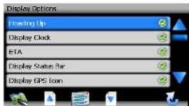 Display Options Floating Up Display Clock ETA Display Status Bar Display GPS Icon