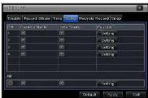 Enable Record Structure Time Cancel Record Group OK Cancel Mode Init Status Pack Start 1 Setting 2 Setting 3 Setting 4 Setting All Setting Default) Apply Edit