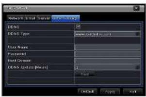 Network Email Server DNS Type User Name: Password: Host Direction: DNS Update (Mean): 1:1 Default Type Ctrl