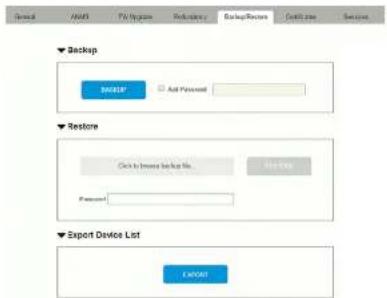 Special AMRS PA/Program Refinery Backup Review Add Password Backup Restore Click to Image Backup No. Password Export Device List EXPORT