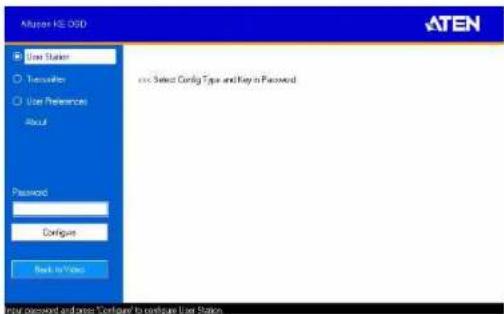 ATEN User Status User Substituaries User Preferences About Password Configure Back to Vps Add Select Config Type and Key in Password Your password and access Configure to configure User Status