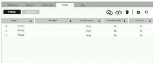 Preview Profile Name Description Access Mode Password Check Lock USD Profile1 Share No Profile2 Share No Profile3 Share No Profile4