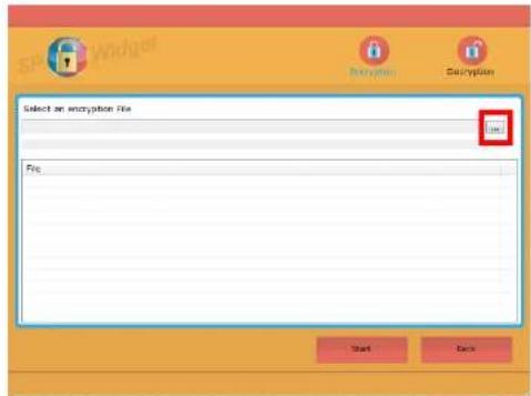Select an encryption file File Start Back