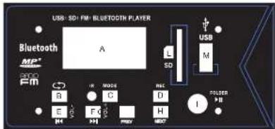 USB-SD-FM- BLUETOOTH PLAYER Bluetooth MP* A SD USB M FM B H MODE REC D F I PULBER FH E V C G D H F1 F2 F3 F4 F5 F6 F7 F8 F9 F10 F11 F12 F13 F14 F15 F16 F17 F18 F19 F20