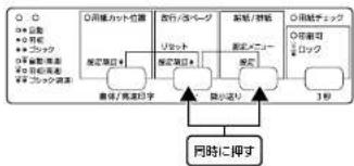 EPSON VP-D500 - 設定が終了したら、[改行 / 改ページ] スイッチと [給紙 / 排紙] スイッチを同時に押し、すべてのランプが点灯したらスイッチを離します。 - 1